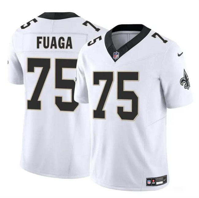 Men's New Orleans Saints #75 Taliese Fuaga White 2024 Draft F.U.S.E Vapor Limited Stitched Football Jersey